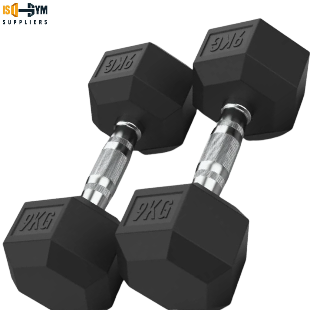 Hex Dumbbell Set Dumbbells 10kg Premium Rubber Hex Dumbbell Set
